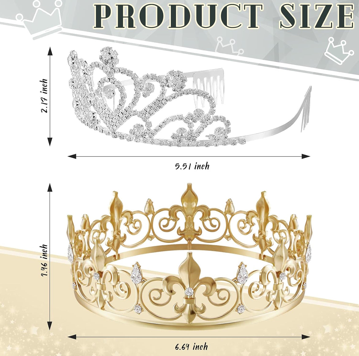 2 Stuks Tuiskeer Koning Kroon Metaal Kristal Koninklike Tiara Kroon vir Mans Vroue Bruidegom Bruid Prinses Trou Halloween