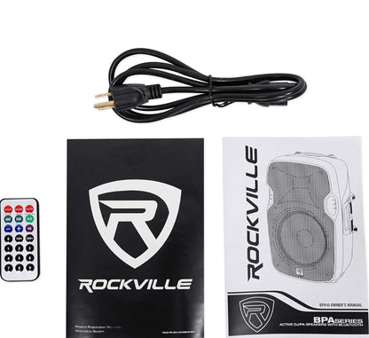 Rockville BPA10 10" 400W Aktiewe PA DJ Luidspreker met Bluetooth, XLR, 1/4", RCA, 1/8" Insette, USB/SD Musiekspeler, Diep Bas, Afstandsbediening Ingesluit