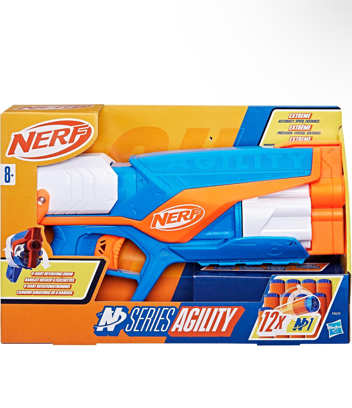 Nerf N Series Agility Blaster, 12 N1 Darts Compatible Only N Series Blasters, 6 Dart Drum, Kids Outdoor Games