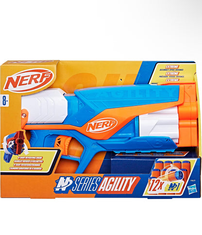 Nerf N Series Agility Blaster, 12 N1 Darts Compatible Only N Series Blasters, 6 Dart Drum, Kids Outdoor Games