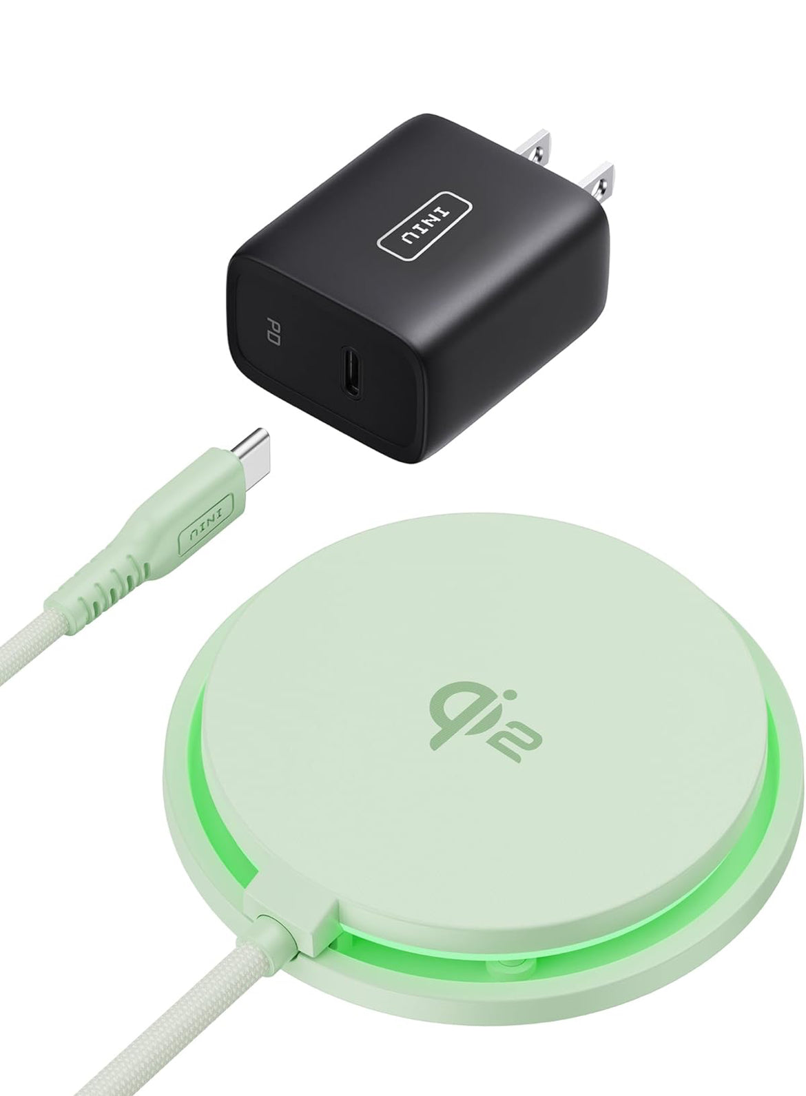 INIU Wireless Charger, 15W Fast Charging LED Mag-Safe Charger, Travel Magnetic Charging Pad Compatible with iPhone 16/15/14/13/12 Series, AirPods 3/2/Pro/Pro 2 (with Adapter)