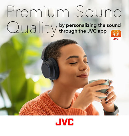 JVC Hibriede Geraasdempende Koordlose Oorfone - Beste Klankblokkering, Oor-die-Oor-Ontwerp - Bluetooth 5.3 - Dubbelmikrofoon - 50 UUR Battery - Afneembare Kabel - Stemassistensie - Langdra-Gerief - HAS95N