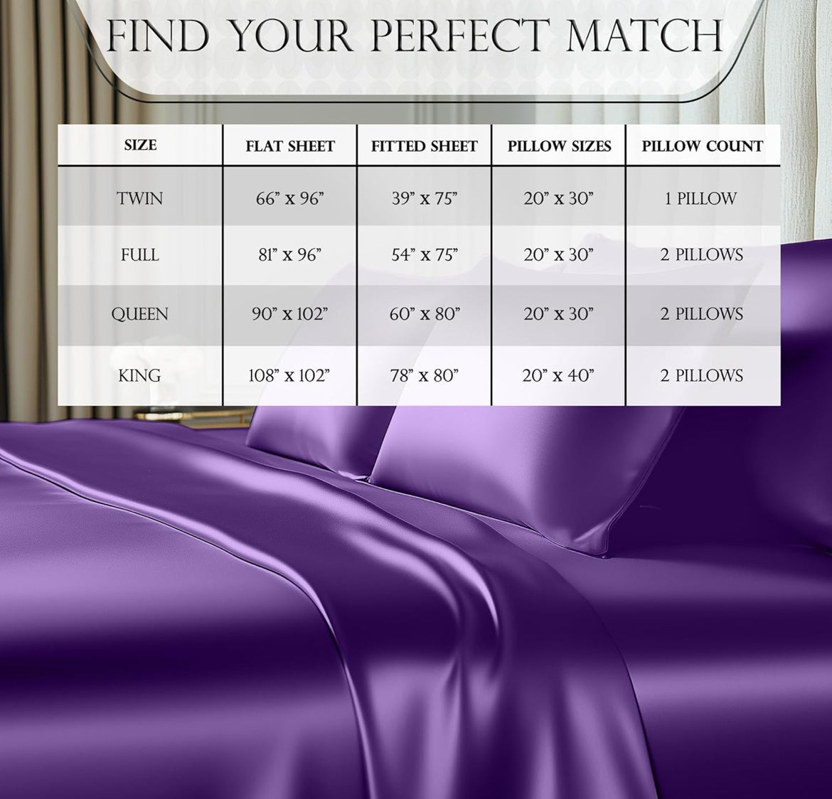 DECOLURE Satin Bed Sheets - 4 Piece Luxury Silky Queen Size Bedding Set - Softer Than Silk, Wrinkle-Free with 15” Deep Pocket Fitted Sheet, Perfect for Hair & Skin, Gifts for Women (Purple)
