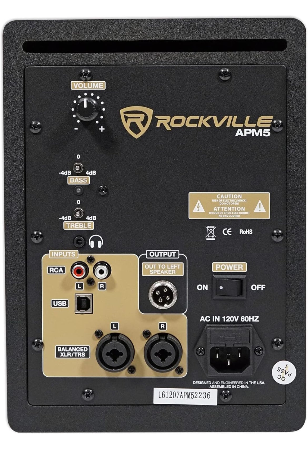 Rockville Pair APM5W 5.25" 2-Way 250W Powered USB Studio Monitor Speakers+Pads