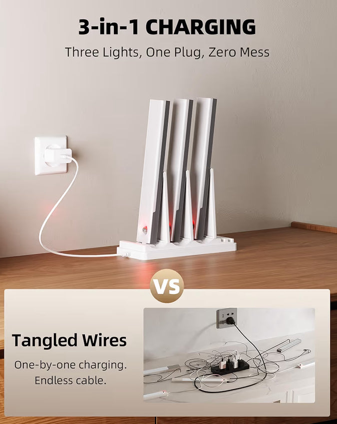 6-Pack Under Cabinet Lighting w/ Charging Station, 2000mAh Rechargeable Wireless Motion Sensor Lights, 3 Color Temps, Dimmable/Timer