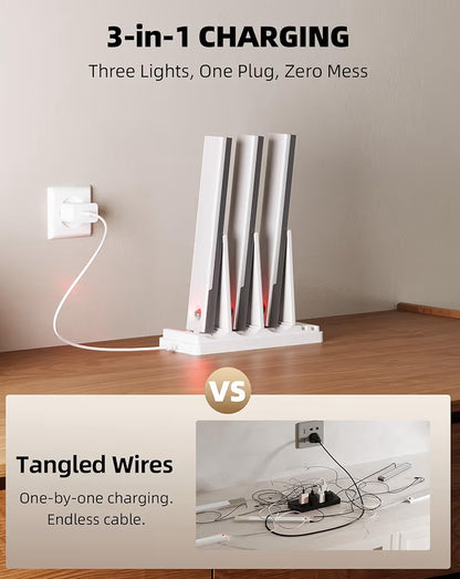 6-pak Onderkasbeligting met Laaistasie, 2000mAh Herlaaibare Koordlose Bewegingsensorligte, 3 Kleurtemperature, Verstelbaar/Tydhouer