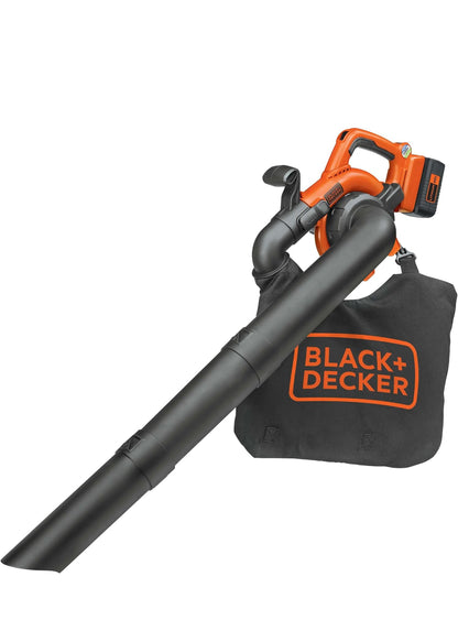 BLACK+DECKER 40V Koordlose Blaas- en Suigmasjienstel, 193 km/h Lugspoed, 6-Spoed Skakelaar, Ingeboude Skraper, met Versamelsak, Battery en Laaier Ingesluit (LSWV36)