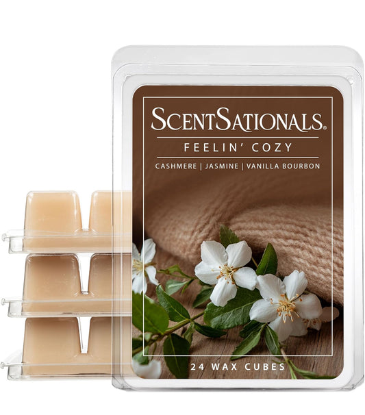 Scentsationals Wax Melts Strong Scent - Feelin' Cozy - Long Lasting Scented Melts for Warmers, 10oz (Pack of 4)