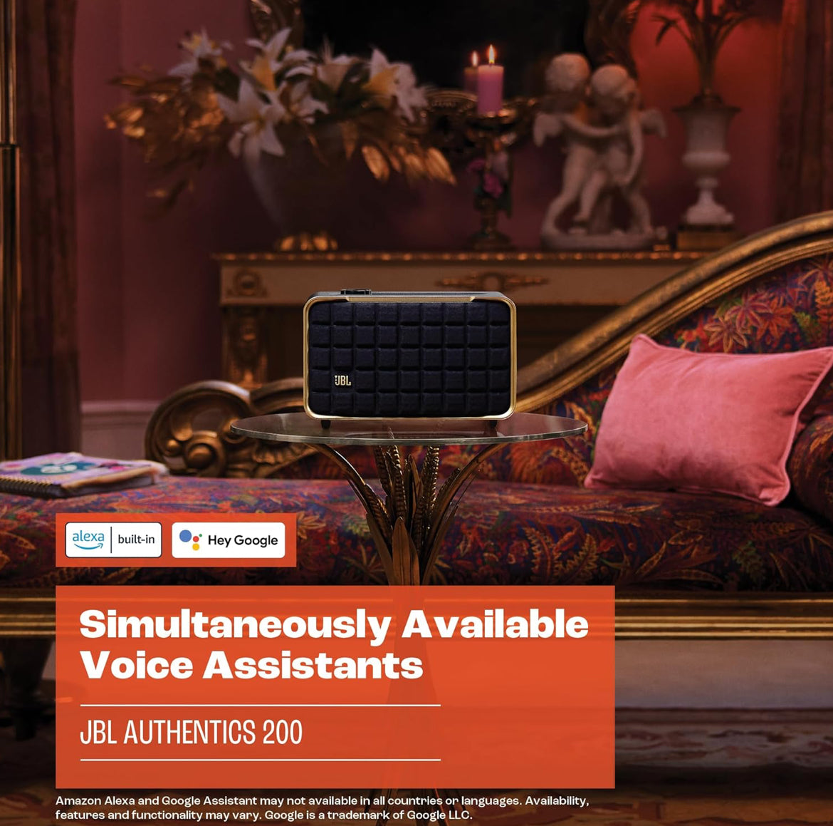 JBL Retro Style Authentics 200 Smart Home Speaker with Built in Wi-Fi, Bluetooth and Voice Assistants - (Black/Gold)