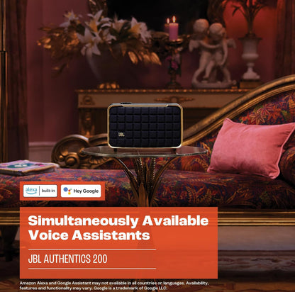 JBL Retrostylering Authentics 200 Slimhuis-luidspreker met ingeboude Wi-Fi, Bluetooth en stemassistente - (Swart/Goud)