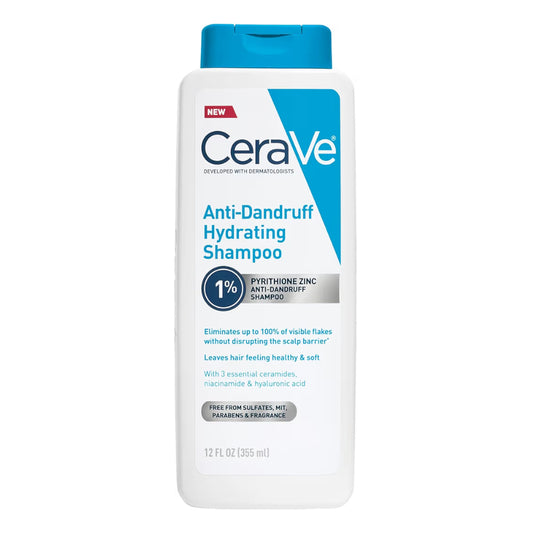 CeraVe Hidrerende Anti-Roos Sjampoe, 1% Pirition Sinks Roosbehandeling Elimineer Skilfers & Jeukerige Kopvelverligting, Sulfaatvry (355 ml)