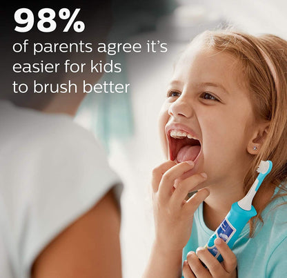 Philips Sonicare for Kids 3+ Bluetooth-gekoppelde Herlaaibare Elektriese Kragtandeborsel, Interaktief vir Beter Borsel, Pienk, HX6351/41