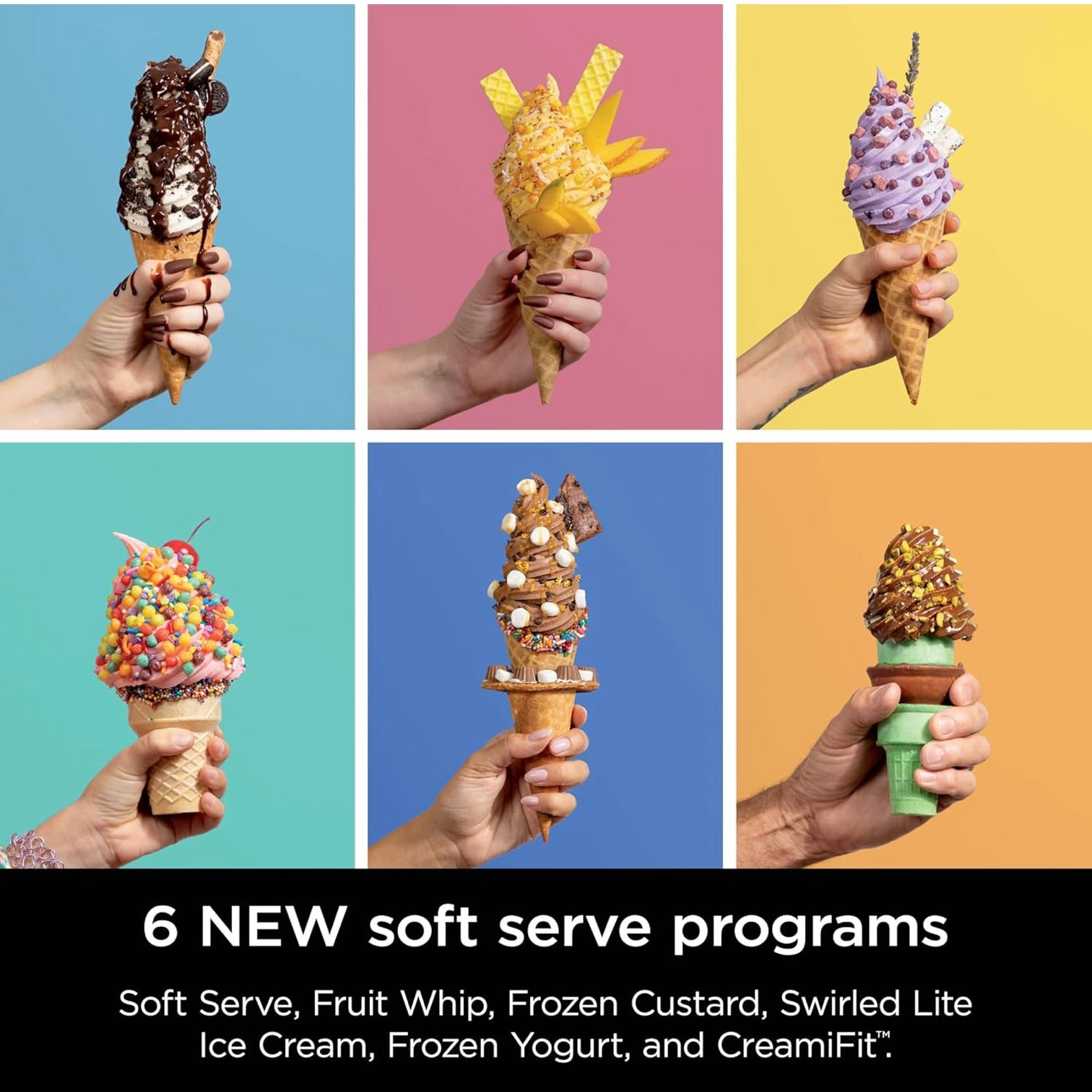 Ninja Swirl by CREAMi Ice Cream and Soft Serve Maker Low Calories Program & More, 13-in-1, Soft Serve Handle, (2) CREAMi Swirl 16oz Pints - NC701