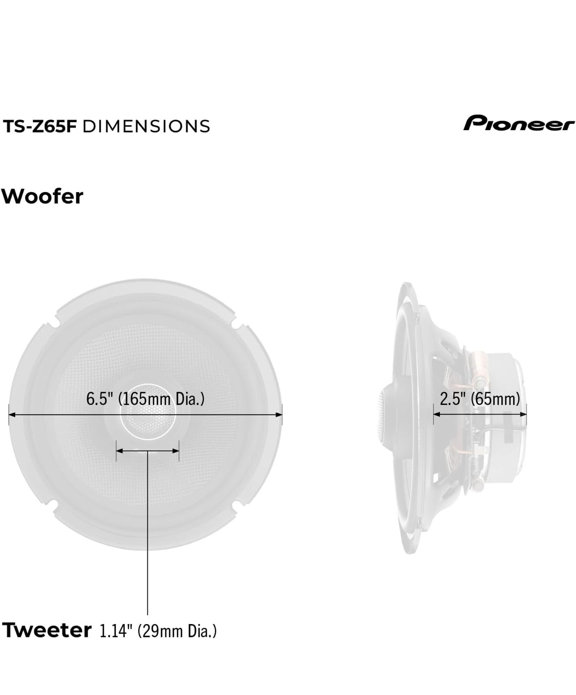 Pioneer Z-Series TS-Z65F 6.5" 2-Way Coaxial Car Speakers 330W Max
Audiophile Upgrade, Premium Speakers, Balanced Sound + Smooth Treble, Add an Amplifier for Optimal Performance