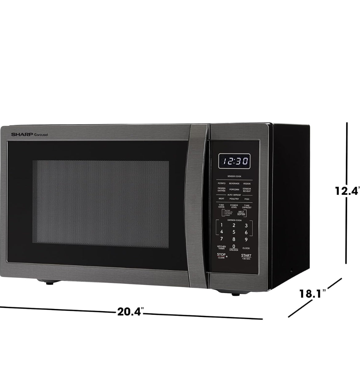 Sharp SMC1452KH 1.4 cu. ft. Black Stainless Steel Countertop Microwave Oven
Removable 12.4" Carousel Turntable