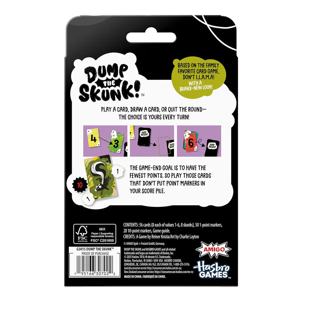 Dump The Skunk! Game | Family Card Game Ages 7 and Up - 2-6 Players Easy to Learn Games for Kids, Teens, and Adults