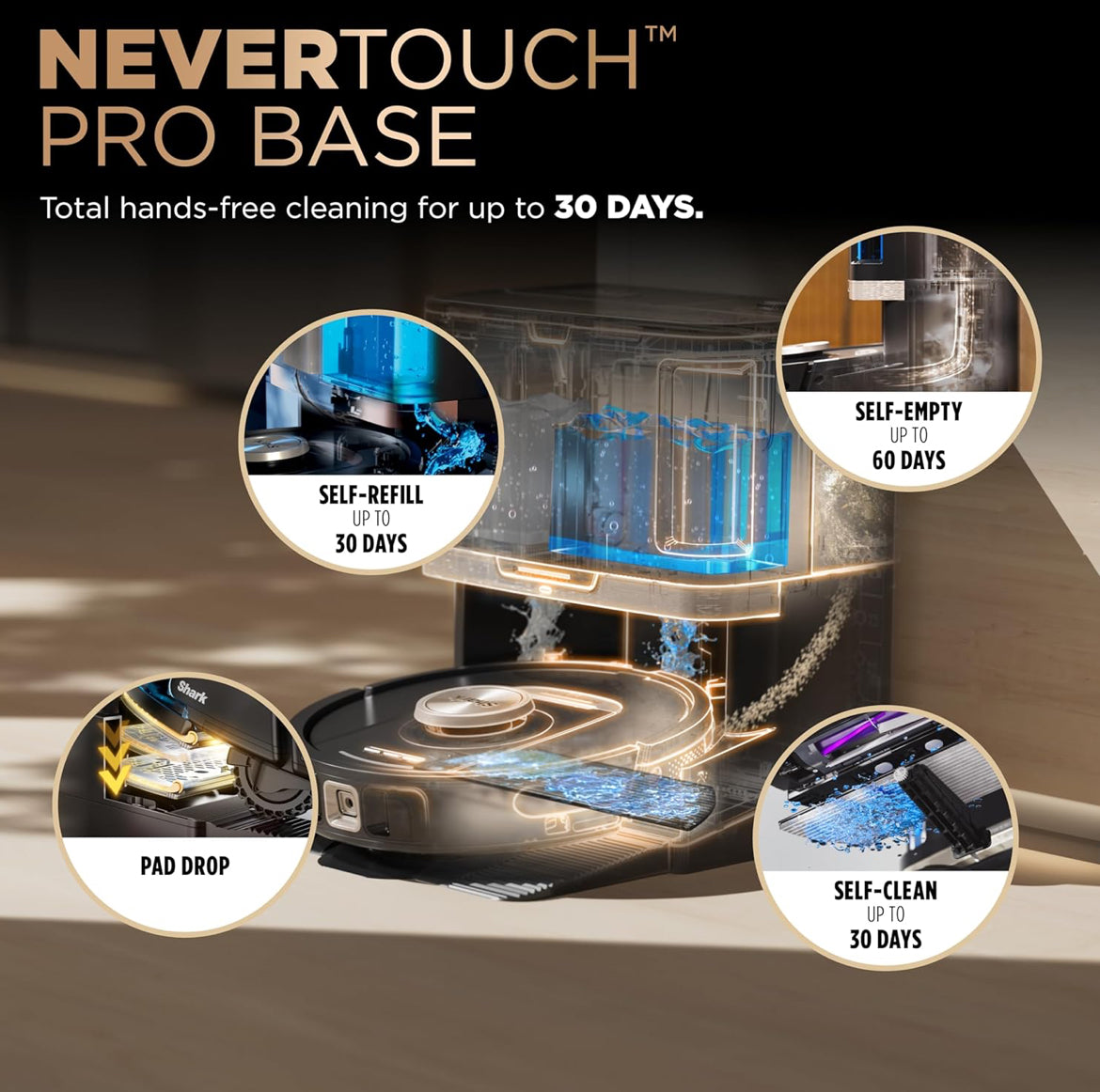 Shark Robot Vacuum & Mop Combo, PowerDetect NeverTouch Pro, Self-Emptying - NEW