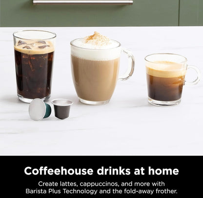 Ninja Espresso- en Koffiemaker & Barista-stelsel, 3 Espresso-broustyle, Enkelbedien-koffie en Nespresso-kapsule-versoenbaar - Swart, CFN601
