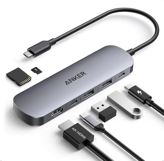 Anker USB C Hub, 7-in-1 Multi-Port USB Adapter USB C to HDMI Splitter for Type C Devices (Charger Not Included)
