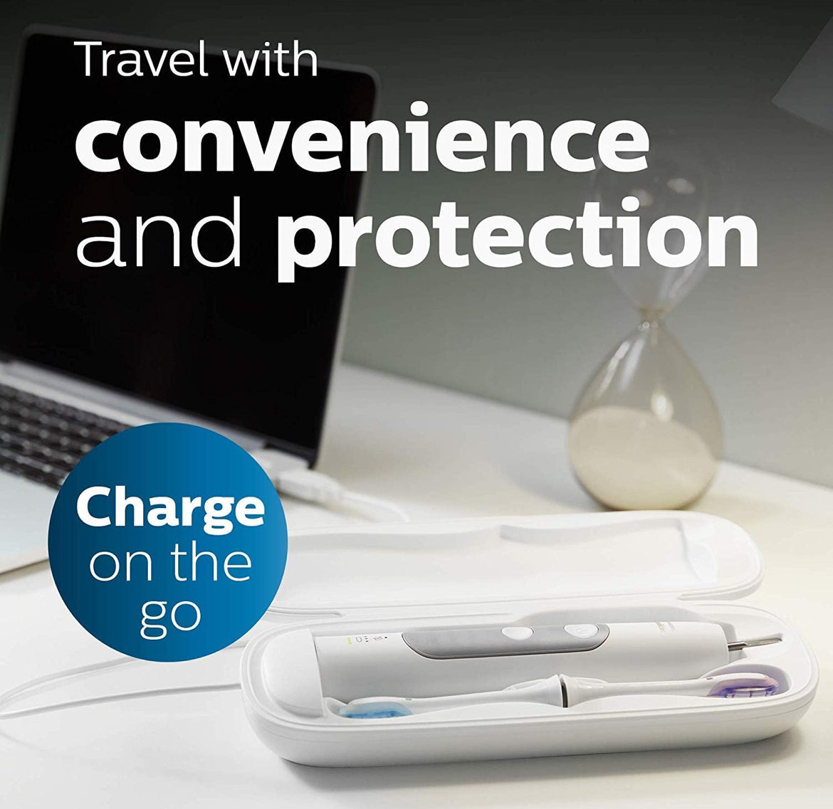 Philips Sonicare ProtectiveClean 6500 Herlaaibare Elektriese Tandeborsel, met Druksensor, 3 Skoonmaakmodusse, SmarTimer en QuadPacer, 14 Dae Batterylewe, Laai-reistas, Pienk, HX6462/06