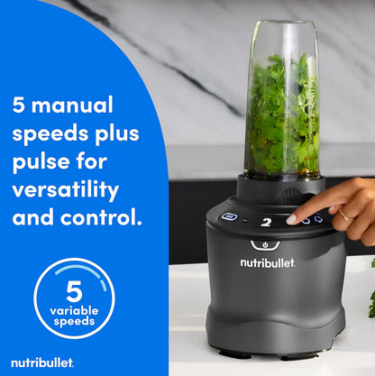 Nutribullet SmartSense Blenderkombinasie, 1400W, 64oz-beker, 32oz- en 24oz-koppies, 5-spoed - Grys