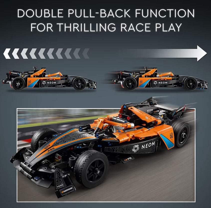 LEGO Technic NEOM McLaren Formule E-bouwspeelding met V10-enjin en stuur