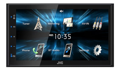 JVC KW-M150BT Bluetooth Motorradio-Ontvanger met USB-poort – 6.75" Raakskerm – AM/FM Radio – MP3 Speler Dubbel DIN – 13-Band EQ (Swart)