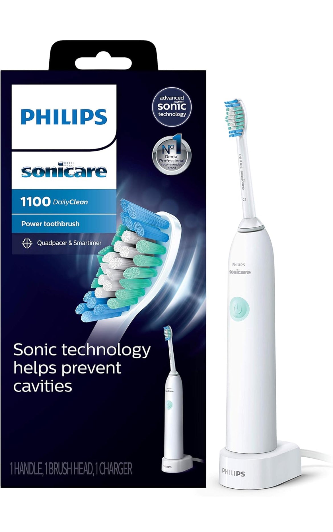 Philips Sonicare DailyClean 1100 Herlaaibare Elektriese Kragtandeborsel (Wit) HX3411/04