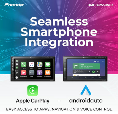 Pioneer DMH-C2550NEX 6.8" Capacitive Touchscreen Modular Chassis Car Stereo
Digital Multimedia Receiver, Wired CarPlay & Android Auto, Amazon Alexa, Bluetooth, Backup Cam, Short Chassis, Hi-Volt RCA