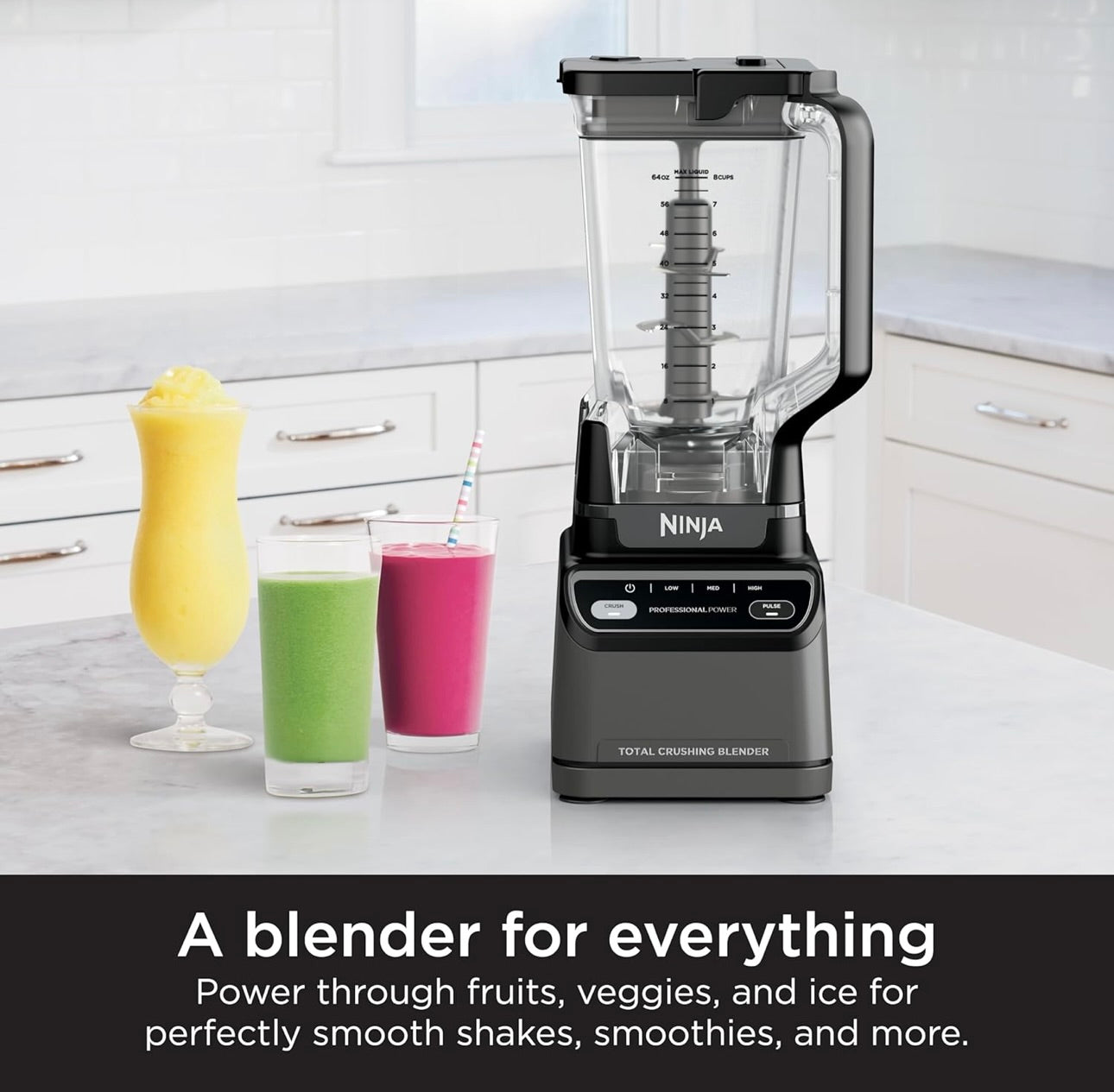 Ninja BR201AMZ Professional Blender 2.0, 1200 Watts, Auto-iQ Program, Total Crushing Blades, 72-oz. Pitcher Dishwasher-Safe Parts -  Dark Grey