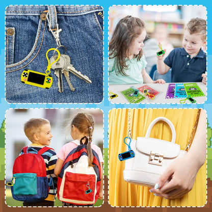 Valentines Day Classroom Exchange Gifts for Kids 2nd 3rd 4th 5th Grade, 24 Pack Video Game Keychains With Class Exchange Cards, Non Candy School Party Favors Supplies Prizes Stuff for Boys Girls