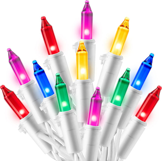 Christmas String Lights Indoor 100CT Mini Multicolor Light w/ 21.4 FT - White Wire