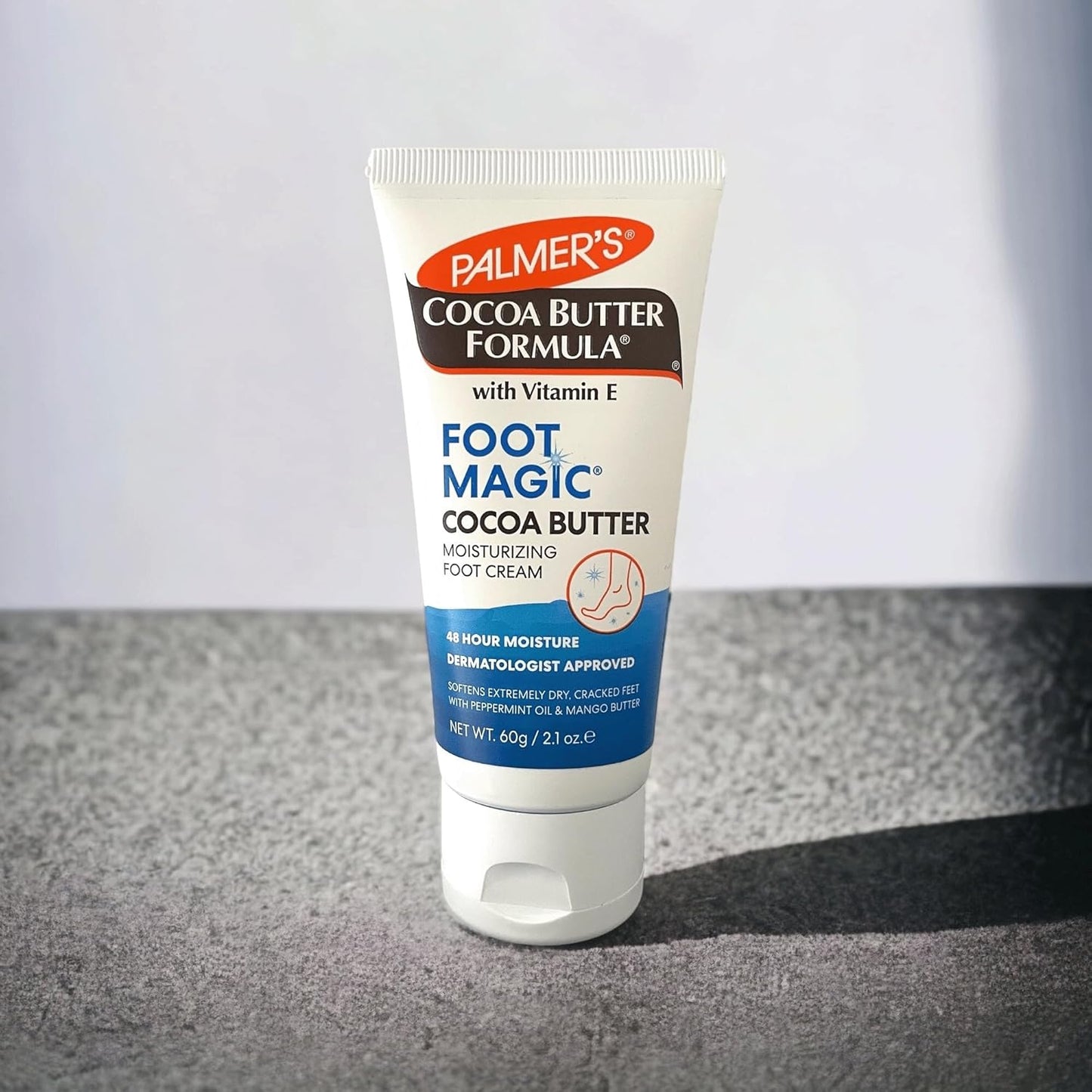 Palmer's Cocoa Butter Formula Foot Magic Moisturizing Foot Cream for Dry, Cracked Heels, Feet Moisturizer with Peppermint Oil & Vitamin E, (2.1 0z)
