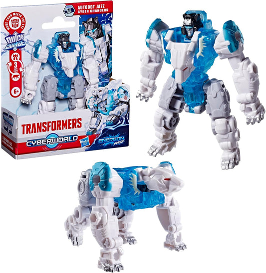 Transformers CYBERWORLD Autobot Jazz Cyber Changers Energon Surge 4-Inch Action Figure, Robot Toys - (Kids 6+)