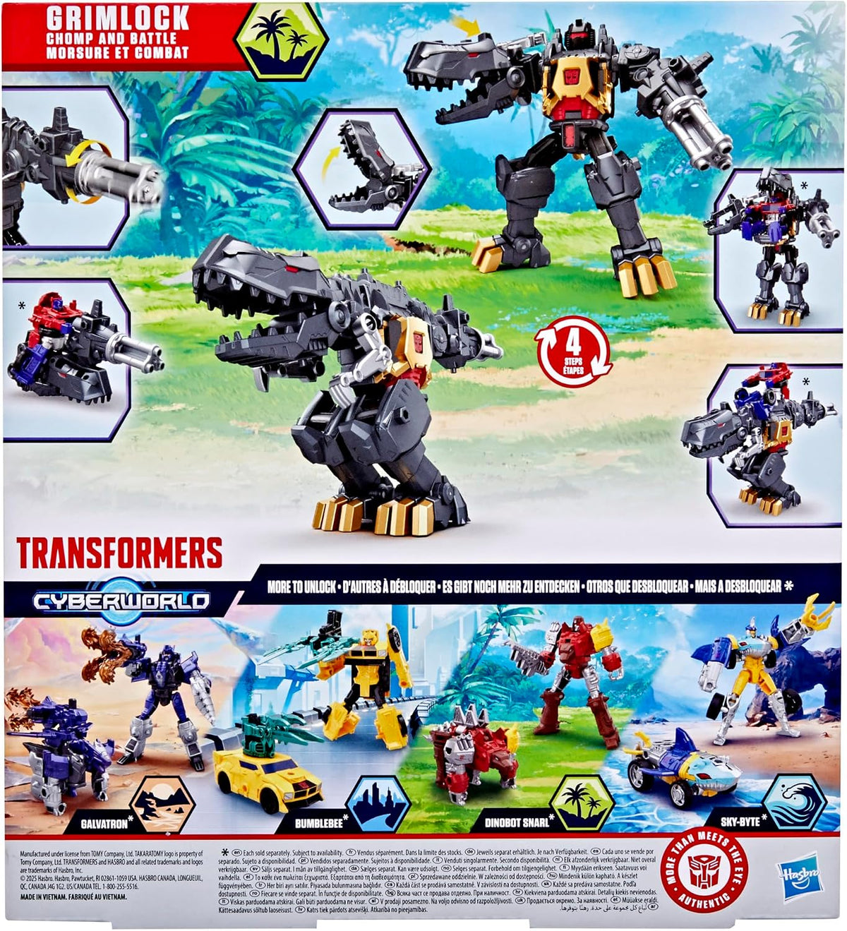 Transformers Cyberworld Grimlock Chomp & Battle 9-Inch Action Figure, Quick Change to Dino Mode, Robot Toys (6+ Years)