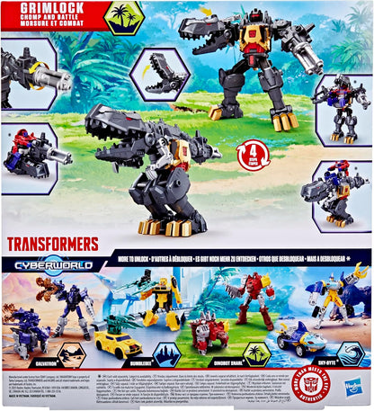 Transformers Cyberworld Grimlock Chomp & Battle 9-Inch Action Figure, Quick Change to Dino Mode, Robot Toys (6+ Years)