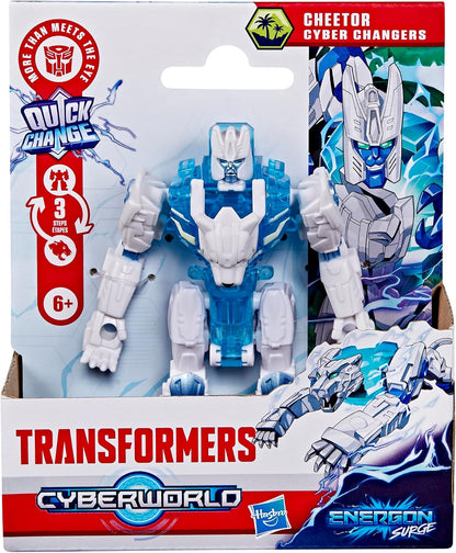 Transformers CYBERWORLD Cheetor Cyber Changers Energon Surge 4-Inch Action Figure Quick Change to Beast Mode - Robot Toys (Kids 6+)
