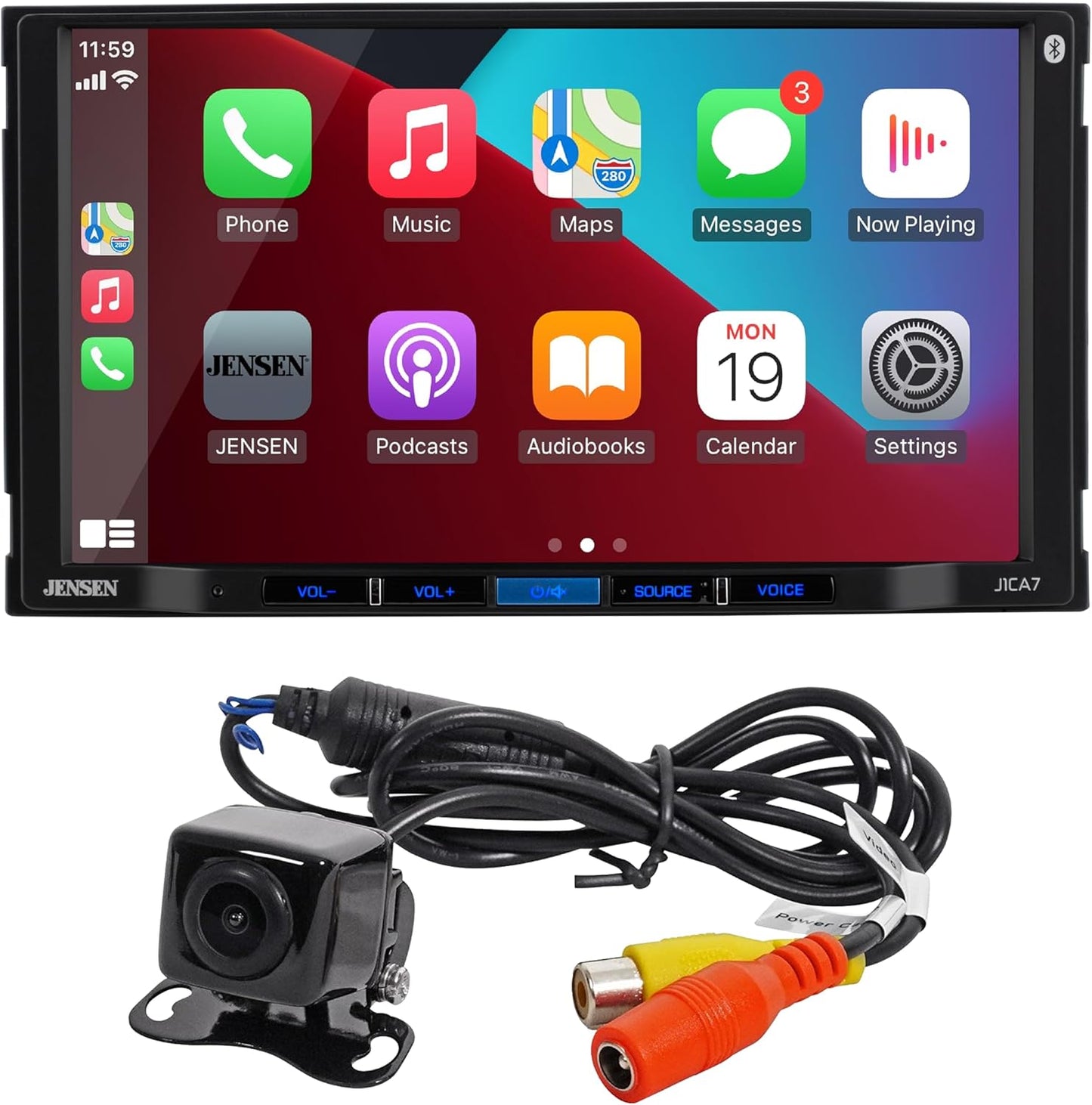 Double DIN 7" Apple CarPlay Android Auto Touchscreen Car Stereo Radio Bluetooth Hands Free Calling & Music Streaming Backup Camera Included