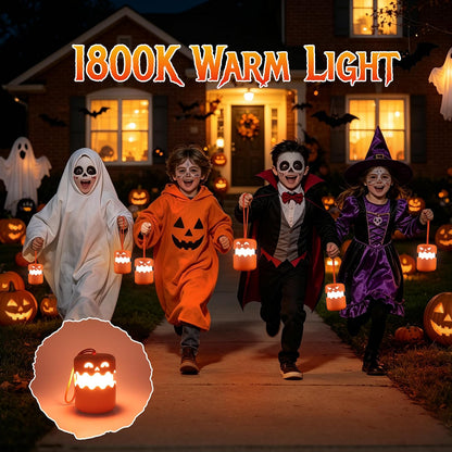 LED Halloween Pumpkin Lantern 2 Pack，Jack O Lantern with Lanyard