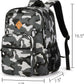 26L Backpack for School, College, and Travel: Water Resistant Bookbag with 8 Compartments - Camo Black