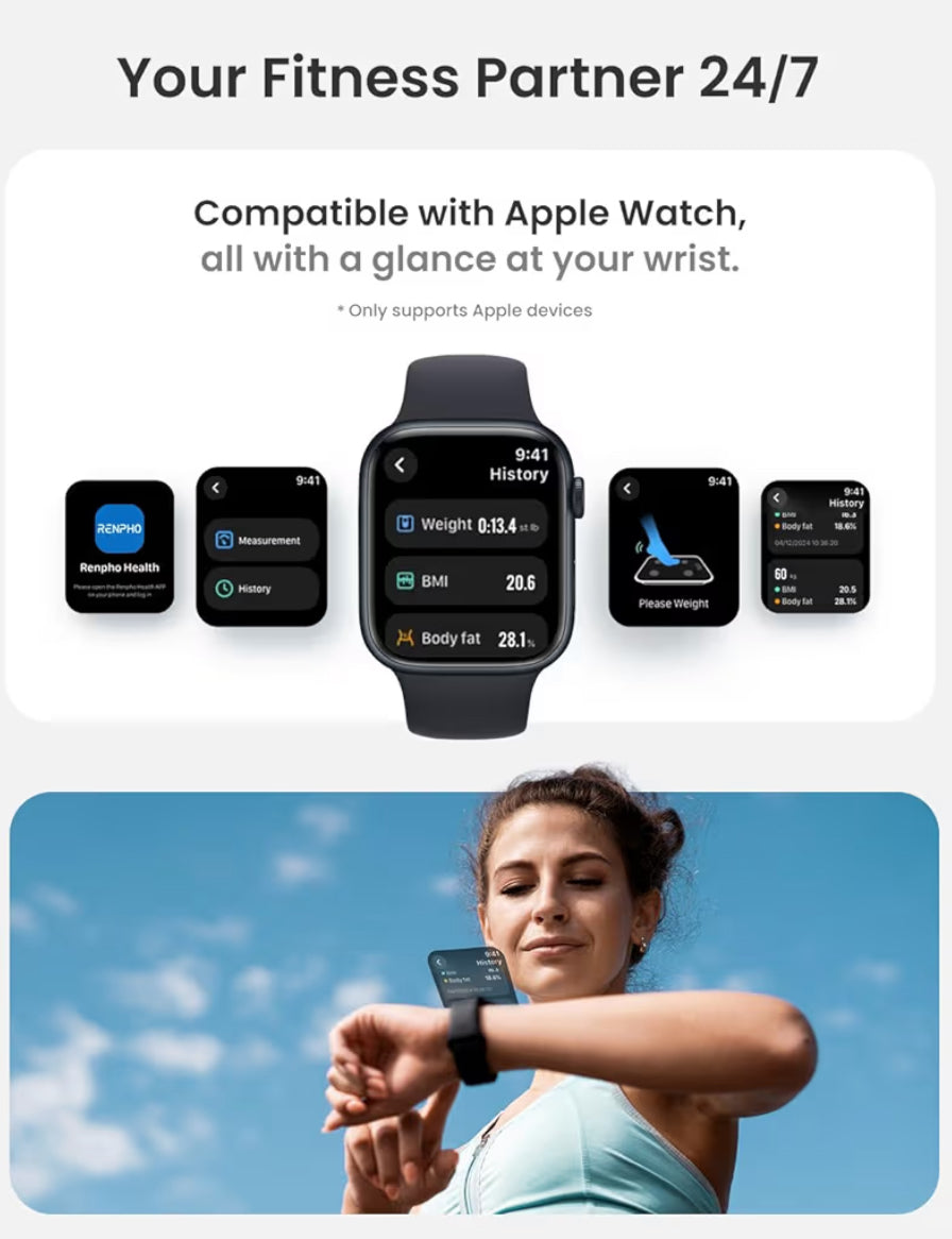 Scale for Body Weight w/ BMI, Body Fat, Muscle Mass, Bluetooth, 13 Metrics Large Display, Support App Connection (Black)