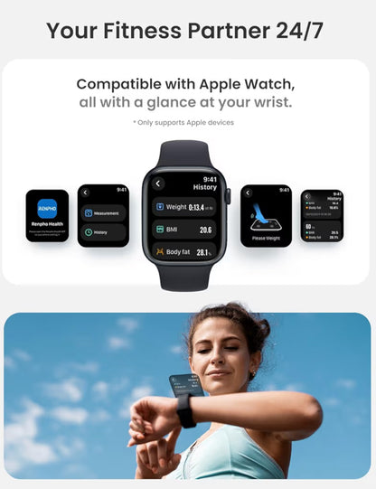 Scale for Body Weight w/ BMI, Body Fat, Muscle Mass, Bluetooth, 13 Metrics Large Display, Support App Connection (Black)