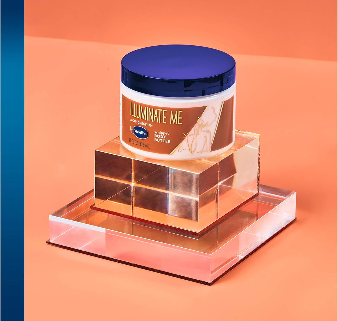 Vaseline Illuminate Me Shea Butter Whipped Body Butter for Melanin Rich Skin Provides 24 Hour Moisturization for Dry Skin 11 oz