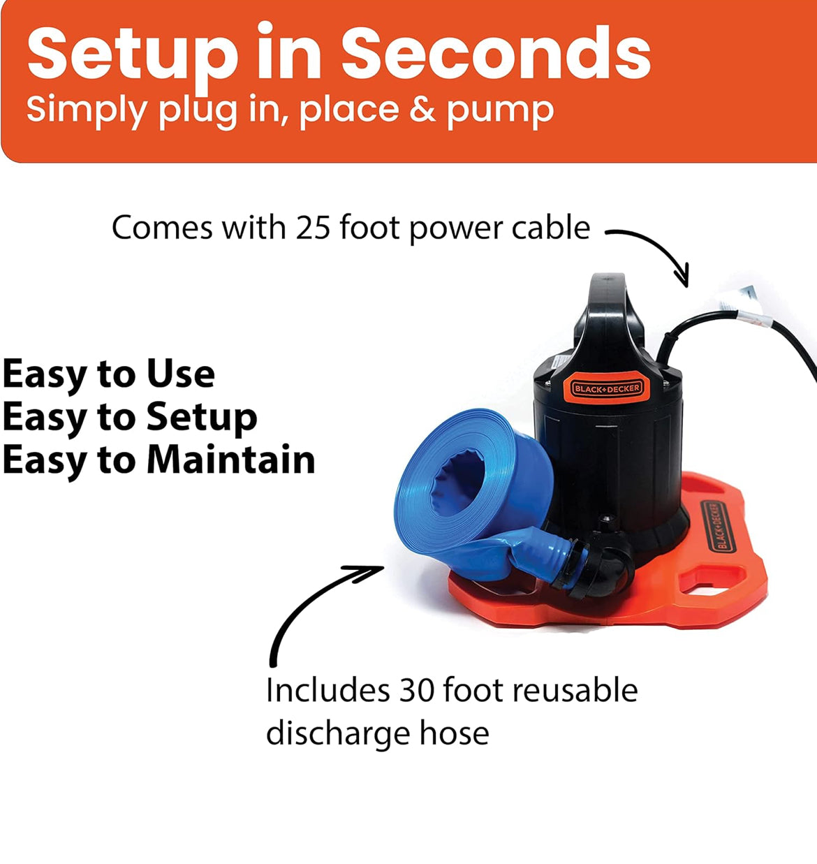 BLACK+DECKER Swembadseilpomp, 1500 GPH Handmatig