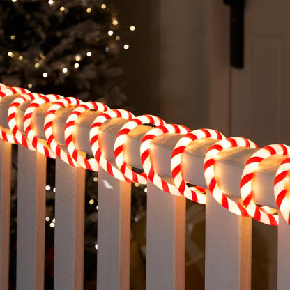 40FT LED-Kersstokkie Touligte, Waterdigte 360 LED Kersversiering Liggies (Rooi & Warmwit)