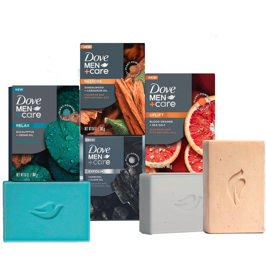 Dove Men Cleansing Soap Bar Mixed Formulated Plant Based Ingredients 3.51 Oz - 4CT