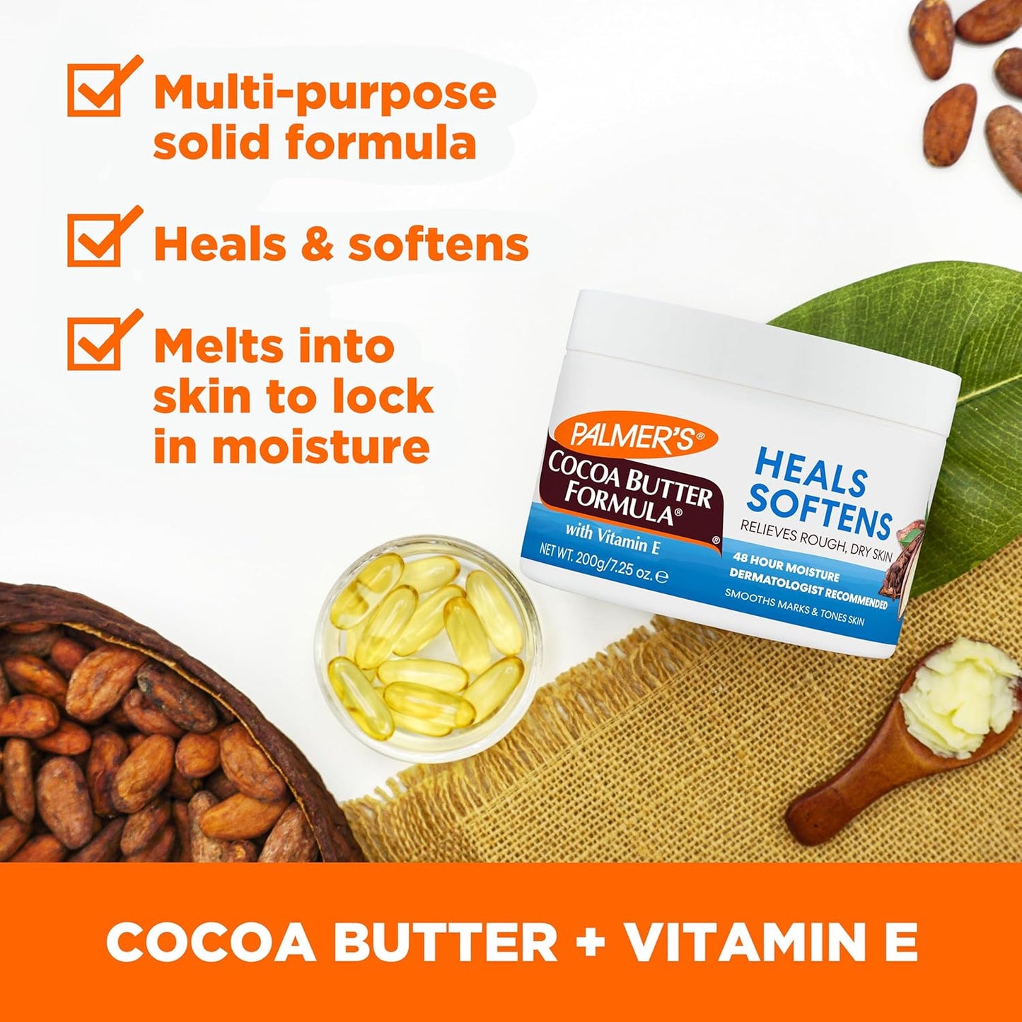 Palmer's Cocoa Butter Formula Daily Skin Therapy Solid Lotion with Vitamin E, Body Moisturizer for Extremely Dry Skin - (7.25 oz)