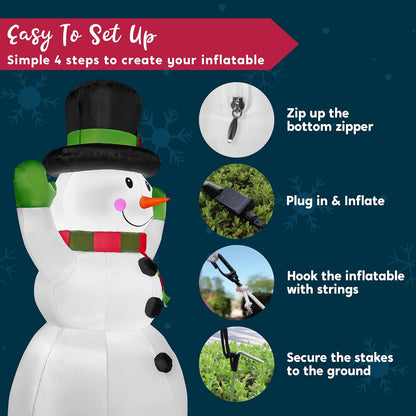 (6 FT) Tall Christmas Inflatables Snowman Decorations w/ Built-in LED with Magic Hat Winter Decoration