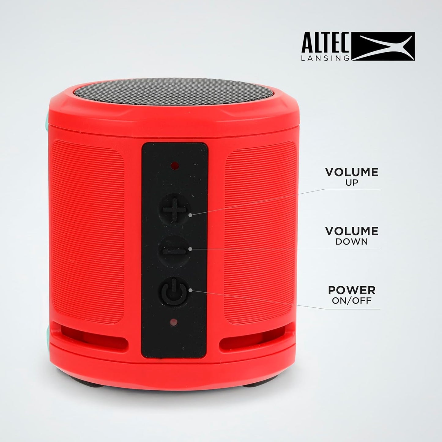 Altec Lansing HydraMicro - Waterdigte Bluetooth-luidspreker, Liggewig en Draagbare Luidspreker vir Reis en Buiteluggebruik, Rooi