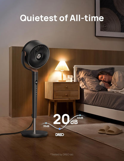 Dreo Waaier 120° Ossillerend, Stil Staander met GS-motor, 9 Spoede, 4 modusse, 37-42" Verstelbare Hoogte, 9H Tydhouer - Grys